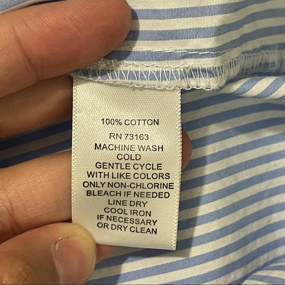 Cupio Women Cold Shoulder Cut Ruffle Trim Blue Stripe Cotton Dress size Medium - Picture 10 of 13